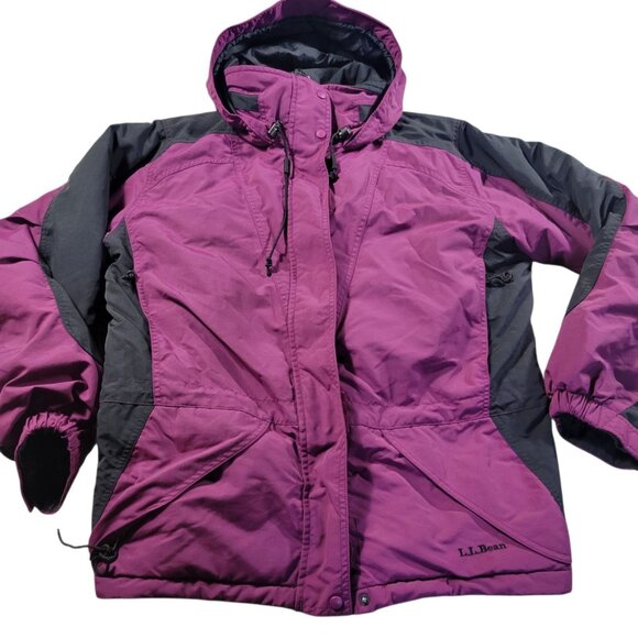 L.L. Bean Jackets & Blazers - Vintage LL Bean Jacket Womens Large Petite PPurple Insulated Hooded Flaw*